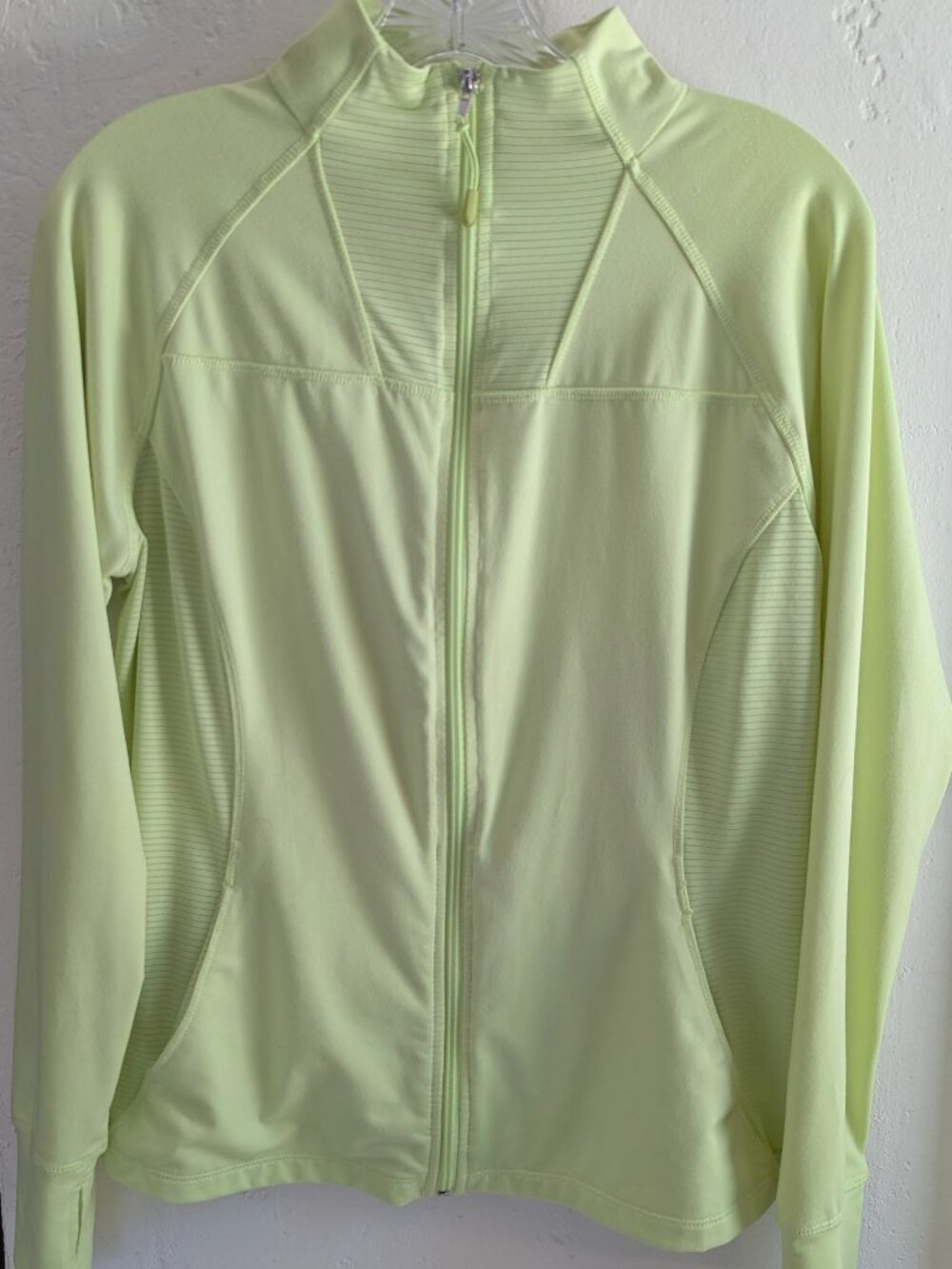 Yellow-Green Full Zip Jacket Pockets Large